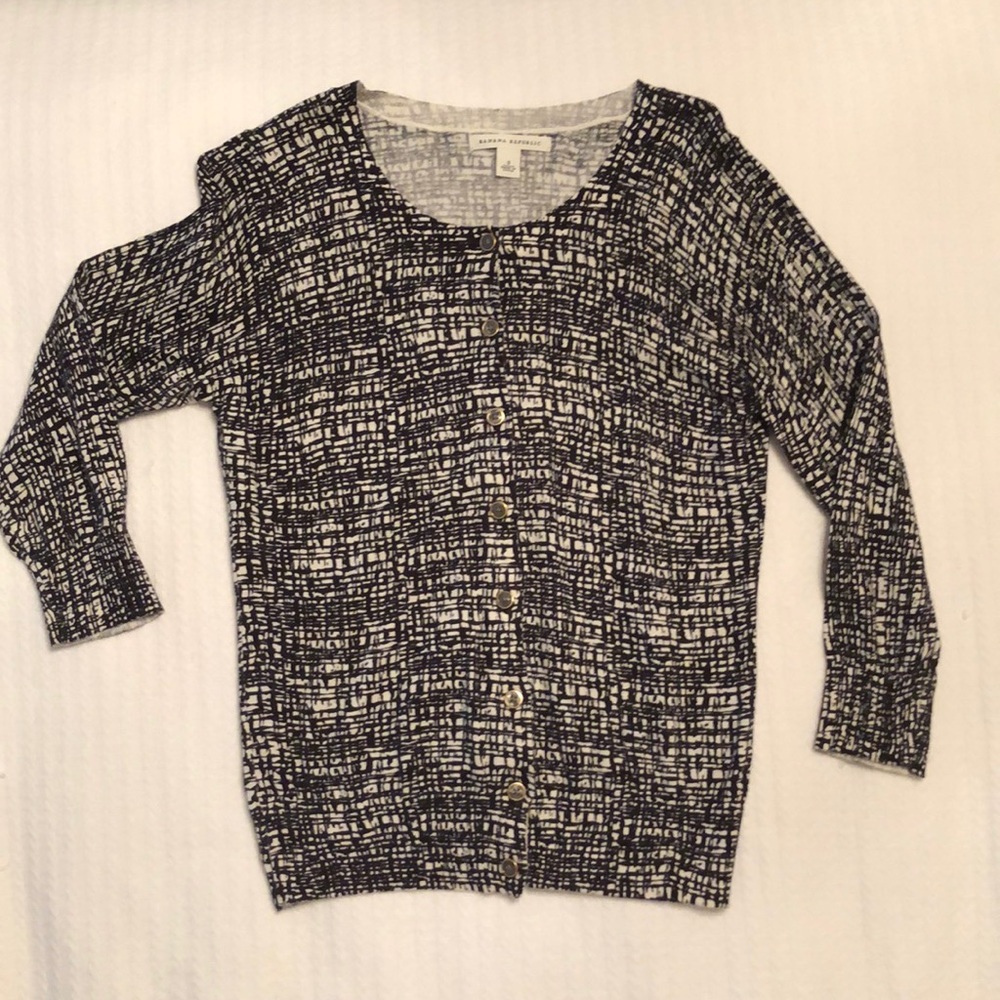 Black/White Patterned Cardigan - image 1